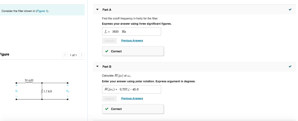 Solved Part A Consider the filter shown in (Figure 1). Find | Chegg.com