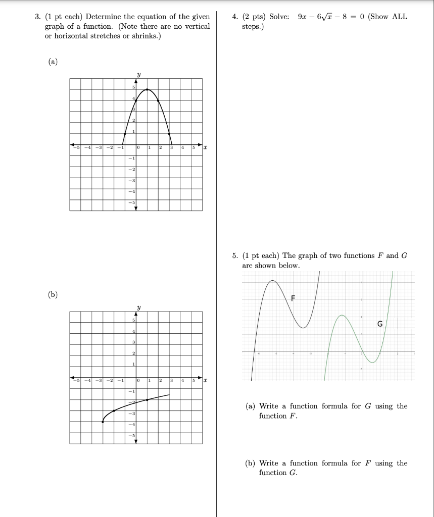 Solved 3. (1 pt each) Determine the equation of the given | Chegg.com