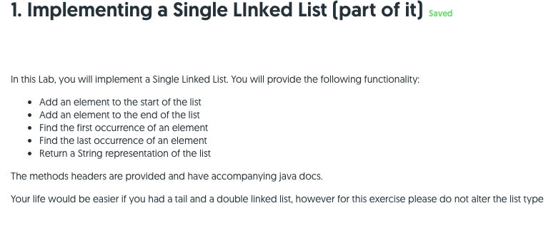 Solved 1. Implementing a Single Linked List (part of it) | Chegg.com