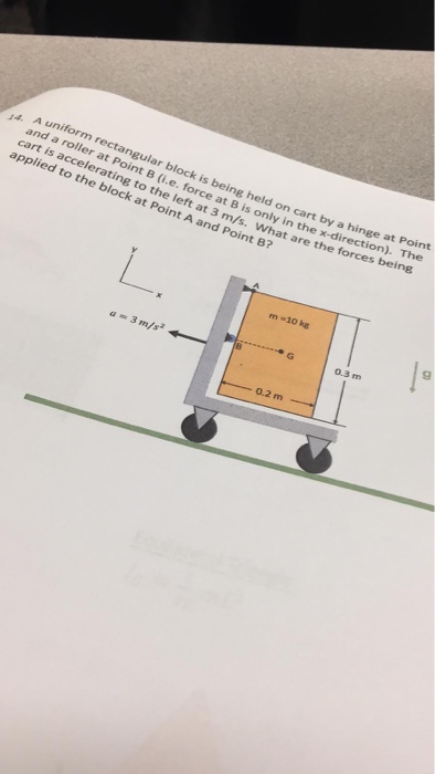 Uniform Rectangular Block Solved A uniform rectangular block is being held on cart by | Chegg.com