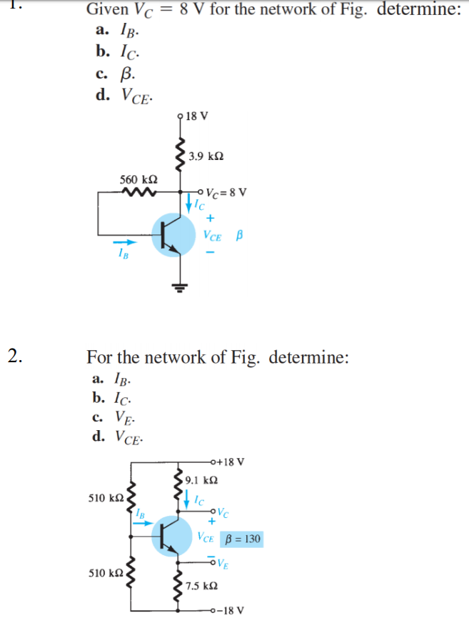 Solved Given Vc 8 V For The Network Of Fig Determine Chegg Com
