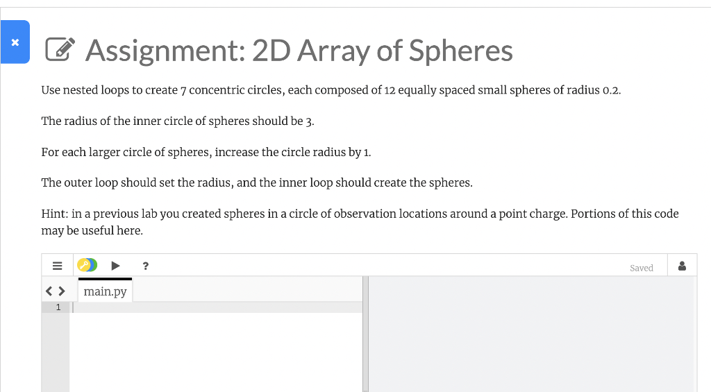 Solved X Assignment: 2D Array of Spheres Use nested loops to | Chegg.com