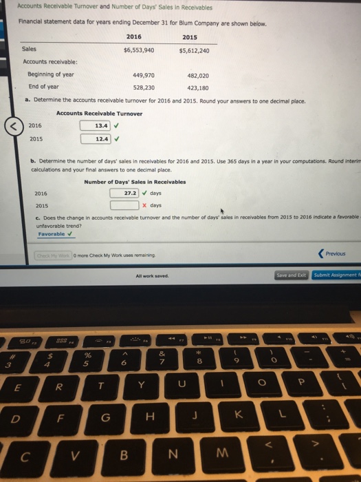 Solved Accounts Receivable Turnover And Days' Sales In | Chegg.com