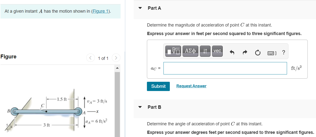 Solved Part A At a given instant A has the motion shown in | Chegg.com