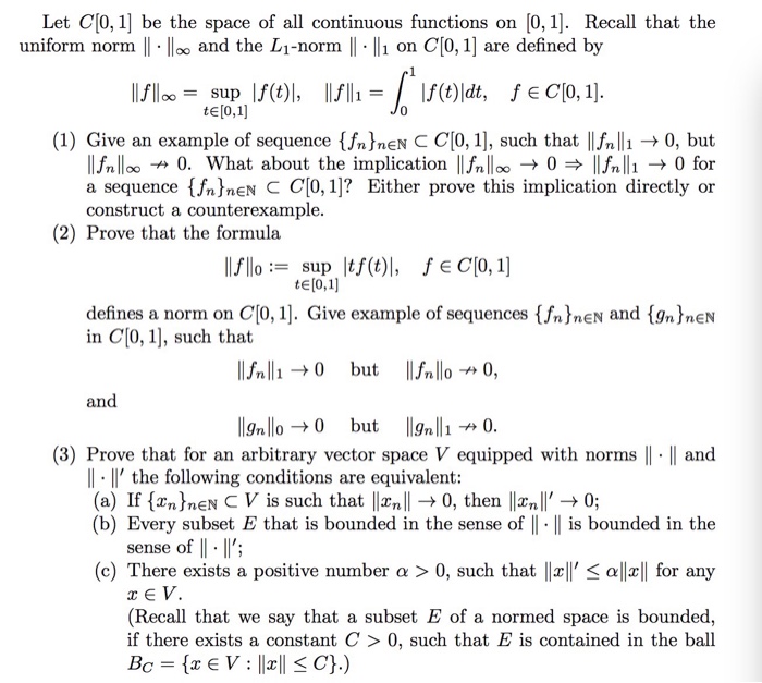 Solved Let C(0,1] be the space of all continuous functions | Chegg.com