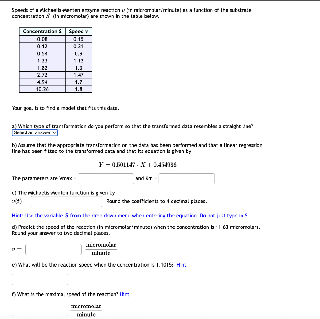 solved-speeds-of-a-michaelis-menten-enzyme-reaction-v-in-chegg