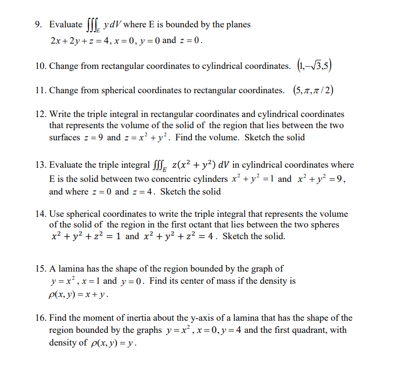 Solved Evaluate ∭eydv ﻿where E ﻿is Bounded By The Planes 0688