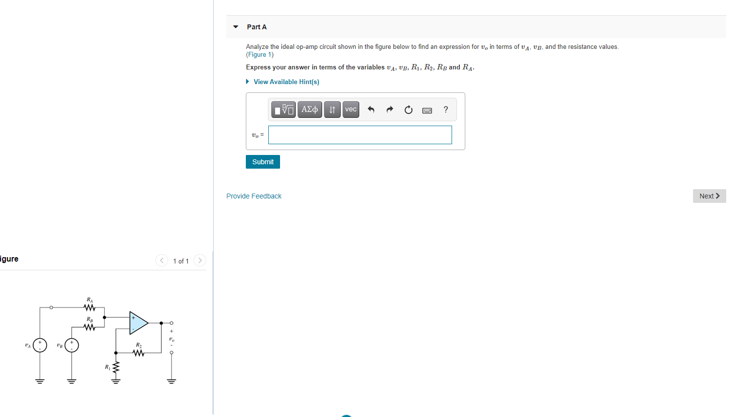 Solved Part A Analyze The Ideal Op-amp Circuit Shown In The | Chegg.com