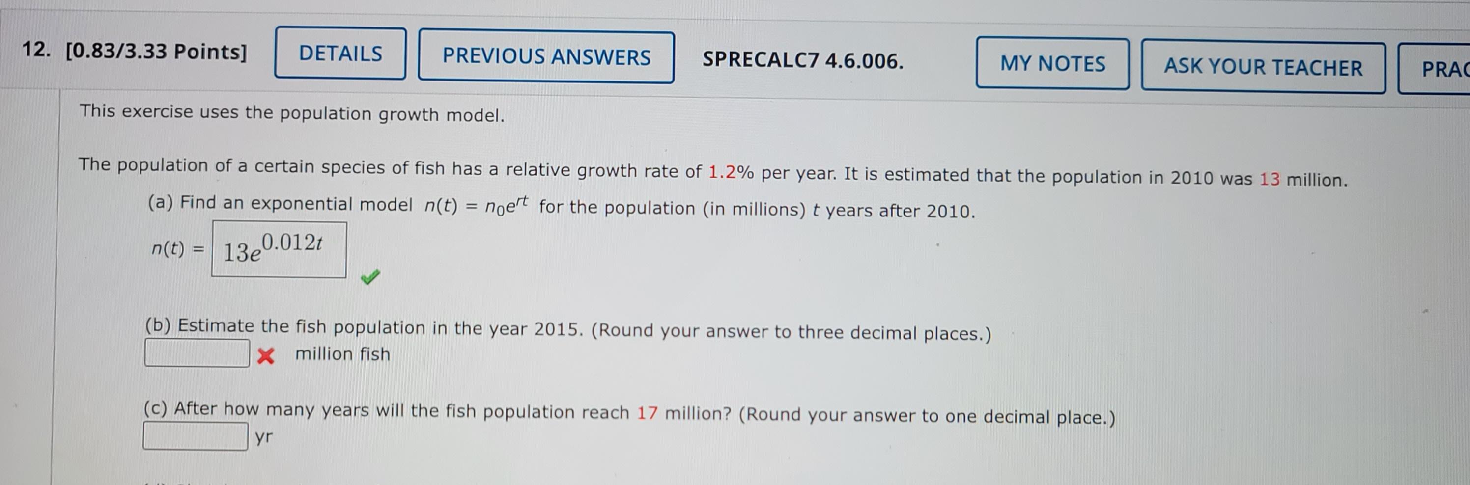 Solved This Exercise Uses The Population Growth Model. The | Chegg.com