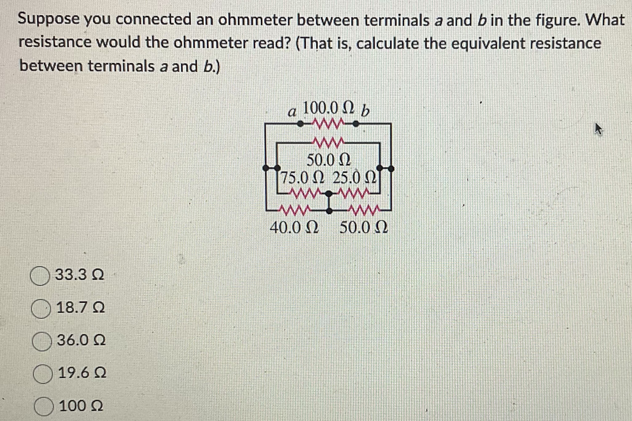 Solved Suppose you connected an ohmmeter between terminals a