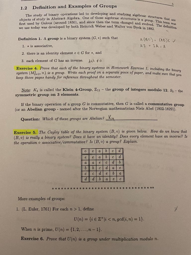 Solved The study of binary operations led to developing and | Chegg.com