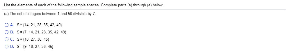 Solved List the elements of each of the following sample | Chegg.com