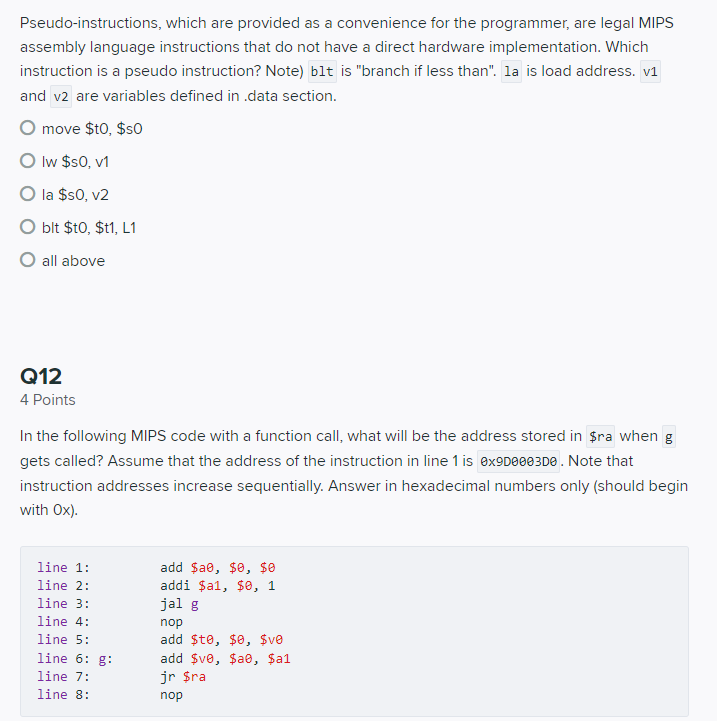 Solved Pseudoinstructions, which are provided as a