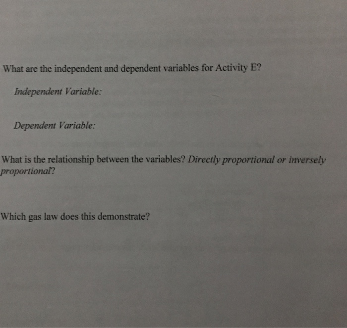 Solved What are the independent and dependent variables for | Chegg.com