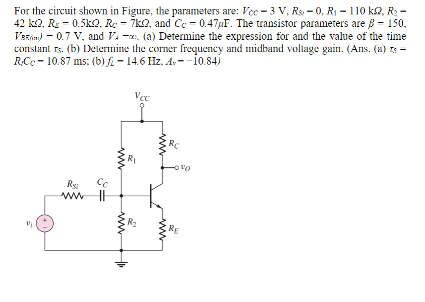 Solved For the circuit shown in Figure, the parameters are: | Chegg.com