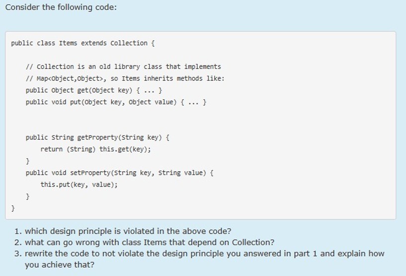 Solved Consider the following code:public class Items | Chegg.com
