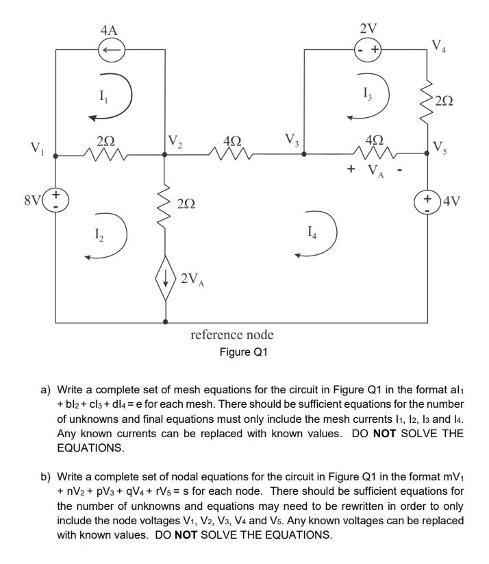 Solved a) Write a complete set of mesh equations for the | Chegg.com
