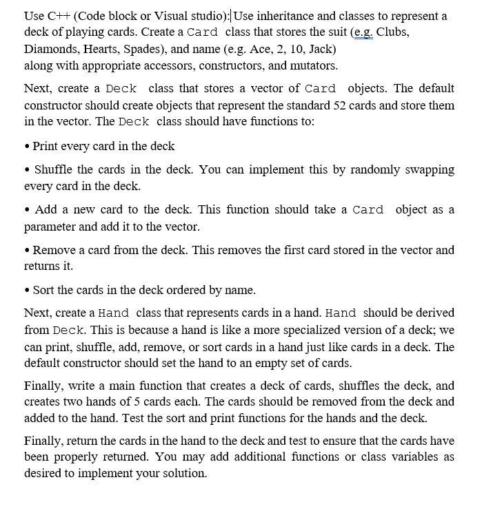 Solved Use C++ (Code block or Visual Studio): Use | Chegg.com