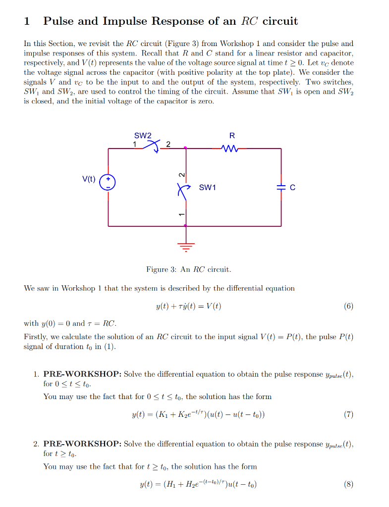 Solved 1 Pulse and Impulse Response of an RC circuit In this | Chegg.com