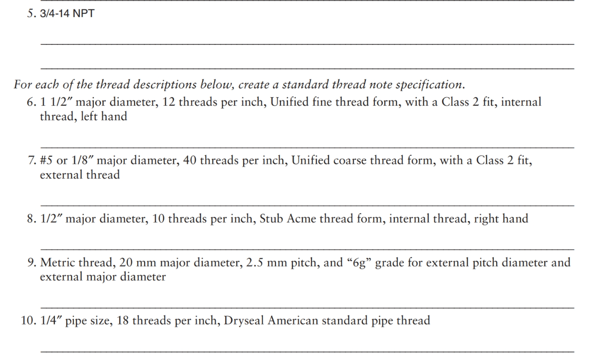 Solved For each of the thread descriptions below, create a