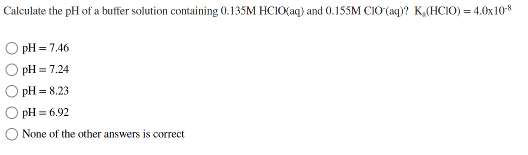 Solved Calculate the pH of a buffer solution containing | Chegg.com