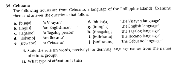 35. Cebuano The Following Nouns Are From Cebuano, A | Chegg.com