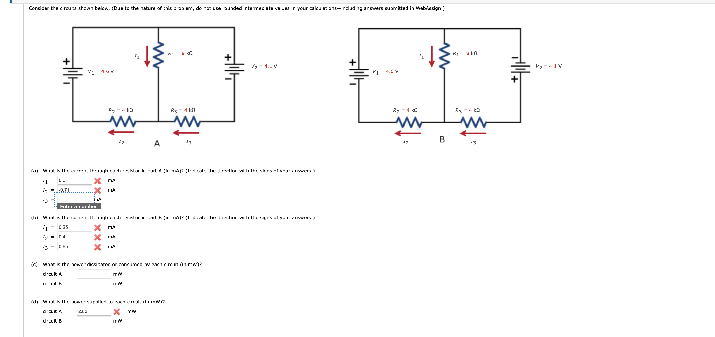 Solved (a) What is the current through each resistor in part | Chegg.com