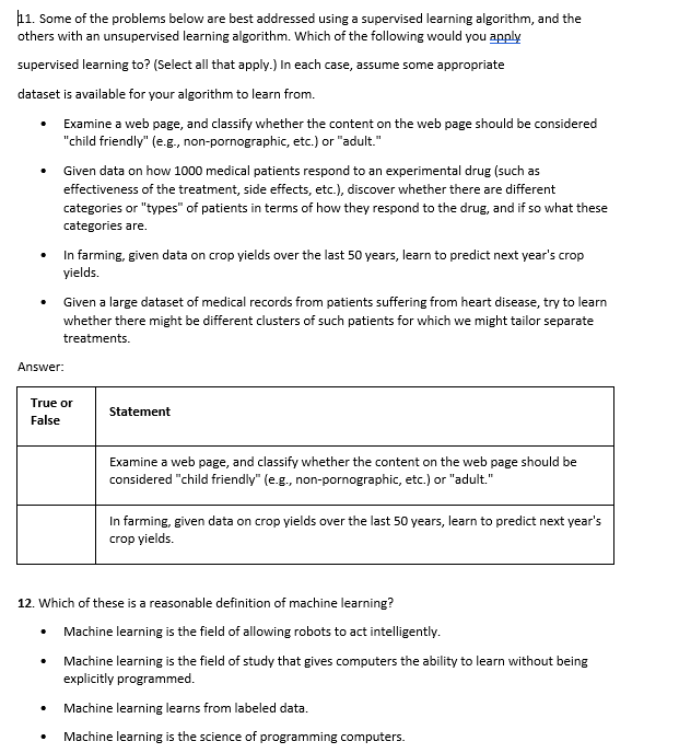 Solved 11. Some of the problems below are best addressed | Chegg.com