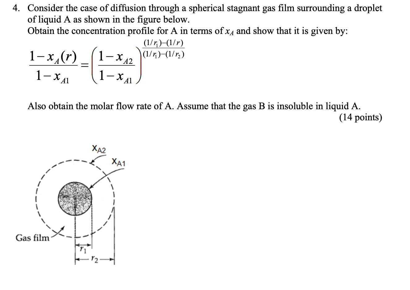 Solved 4. Consider the case of diffusion through a spherical | Chegg.com