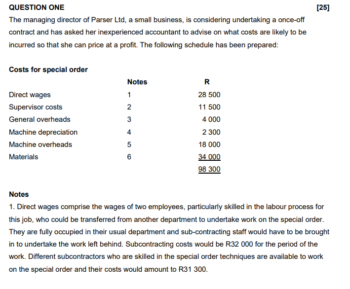Solved 25 QUESTION ONE The Managing Director Of Parser Chegg