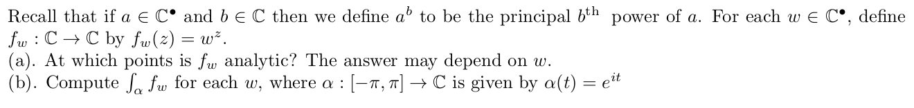 Solved Recall that if a € Cº and b E C then we define ab to | Chegg.com