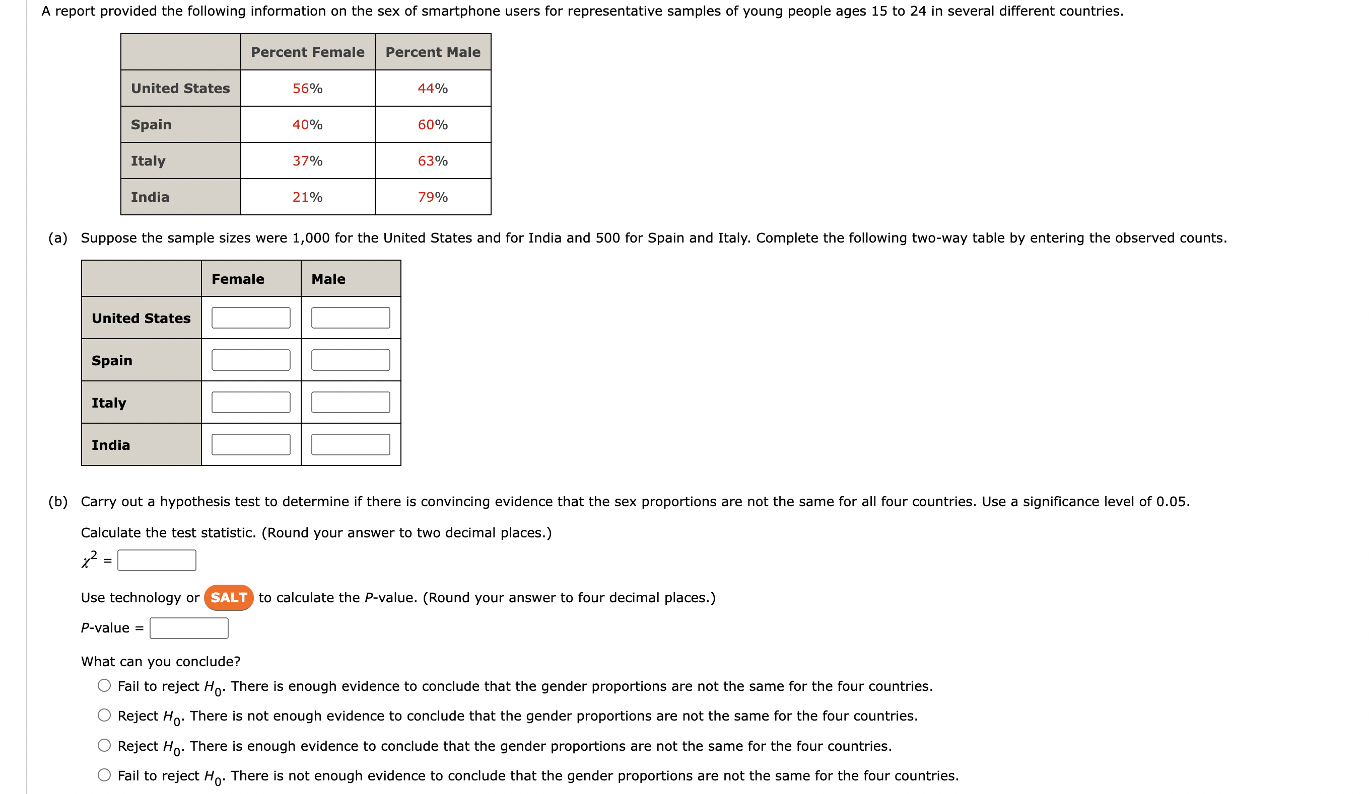 Solved Carry out a hypothesis test to determine if there is | Chegg.com