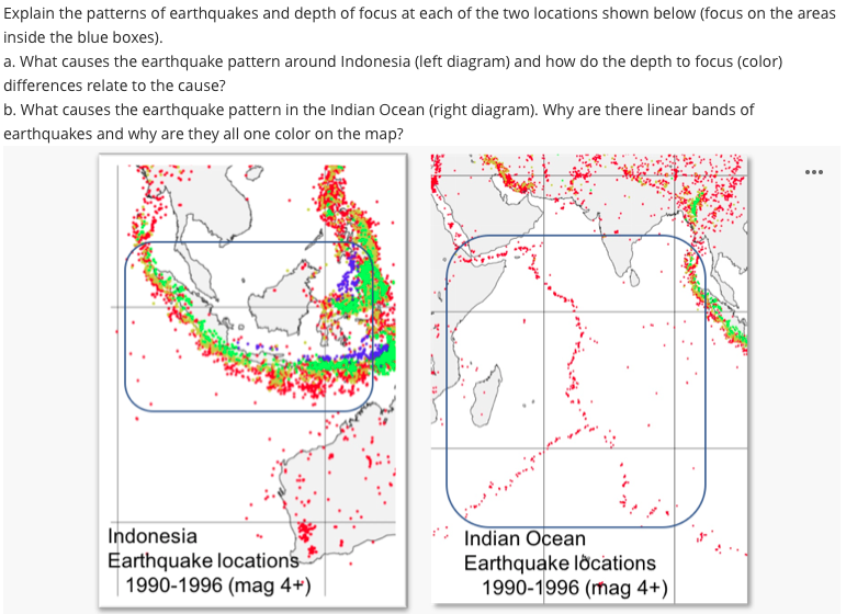 Solved Explain the patterns of earthquakes and depth of | Chegg.com