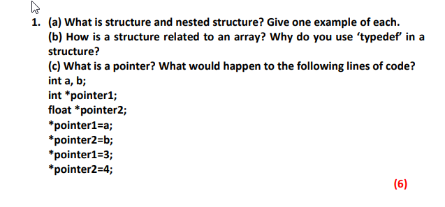 Solved W 1. (a) What is structure and nested structure? Give | Chegg.com