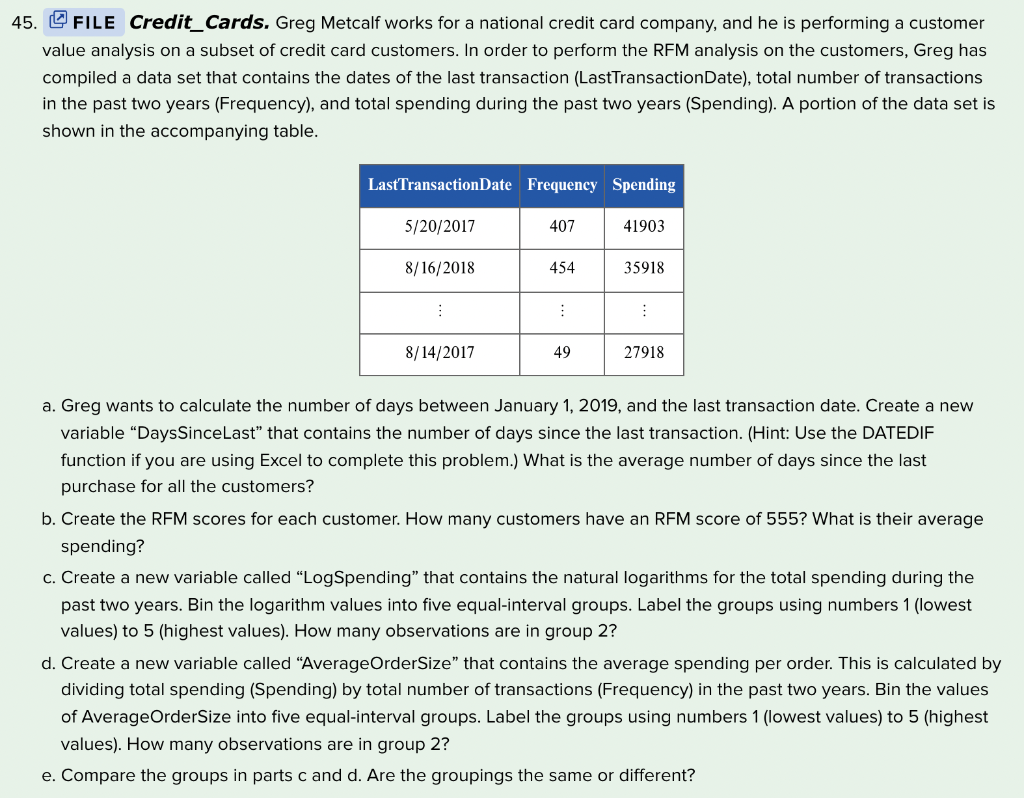 45 FILE Credit Cards Greg Metcalf Works For A Chegg