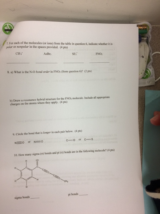 Solved 7. For each of the molecules (or ions) from the table