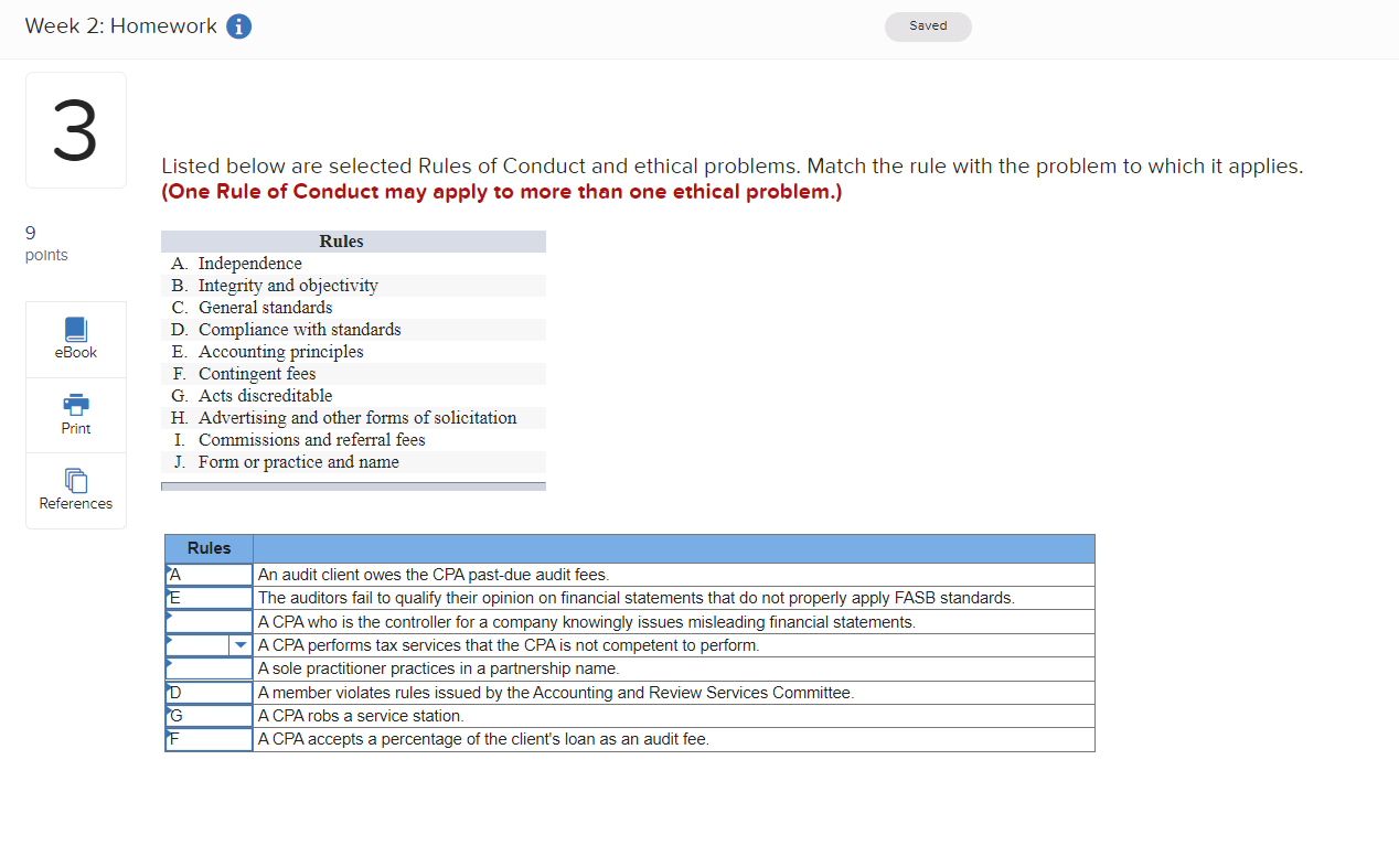 Solved Week 2: Homework Saved 3 Listed Below Are Selected | Chegg.com