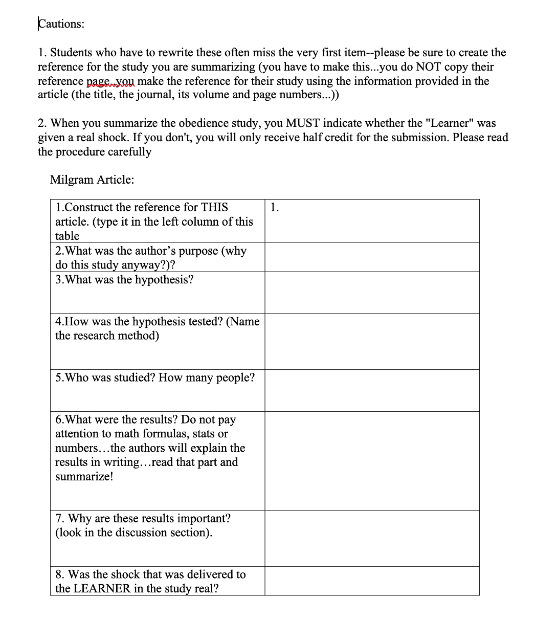 Solved This is from the Milgram study of Obediance article - | Chegg.com