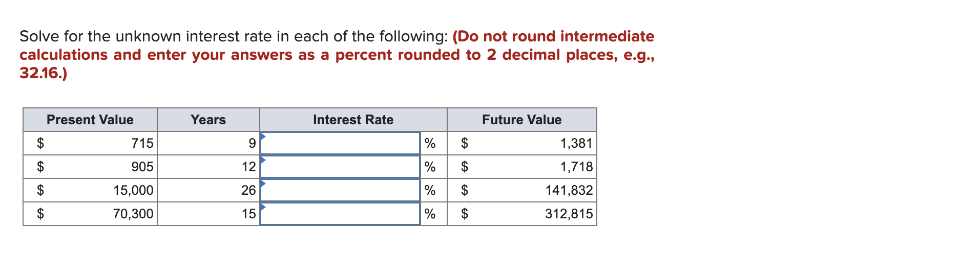 Solved Solve for the unknown interest rate in each of the | Chegg.com