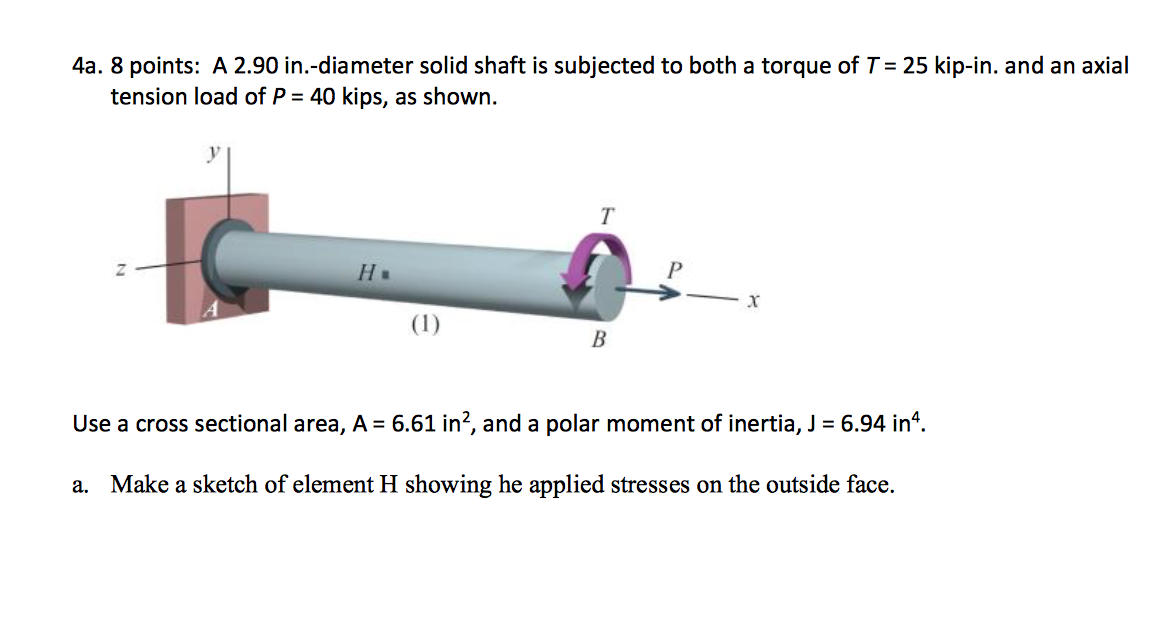 Solved 4a. 8 points: A 2.90 in.-diameter solid shaft is | Chegg.com