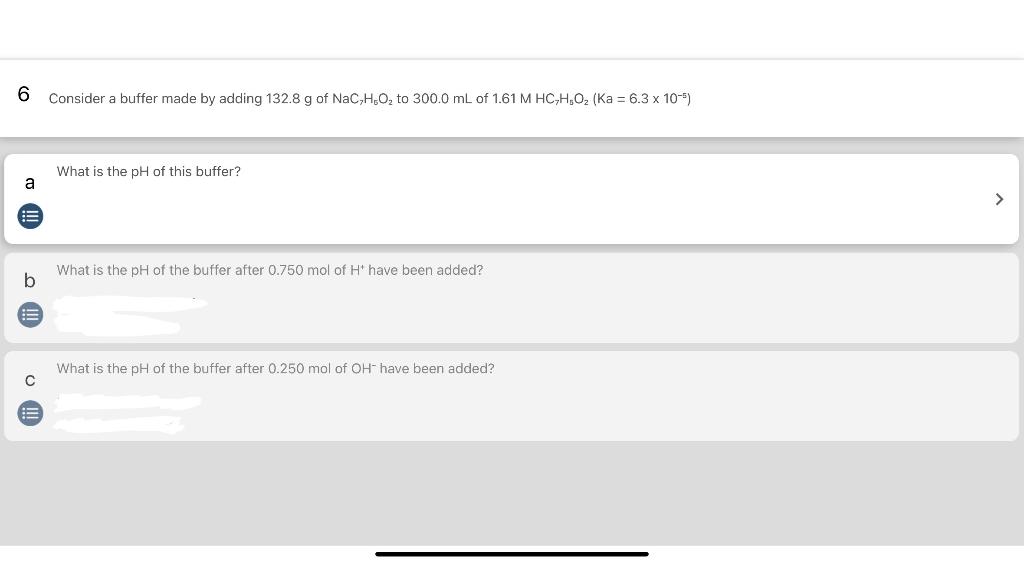 Solved 6 Consider a buffer made by adding 132.8 g of | Chegg.com