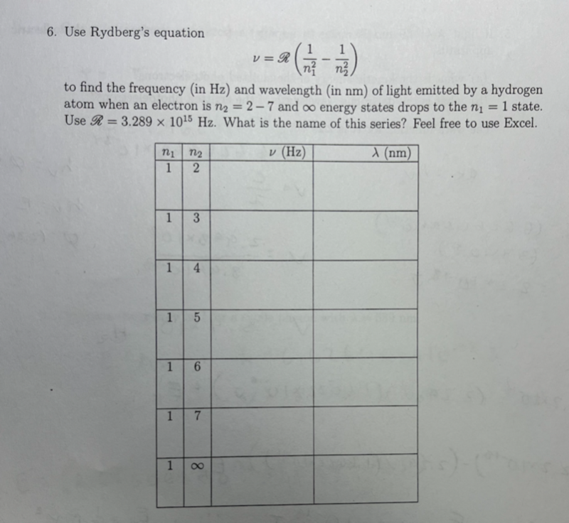 Solved Use Rydberg's equation to find the frequency (in Hz) | Chegg.com
