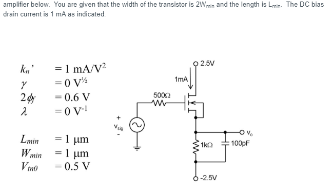 Solved For The Amplifier Below: 1) What Is The Dc Bias | Chegg.com