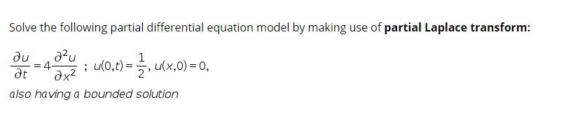 Solved Solve the following partial differential equation | Chegg.com