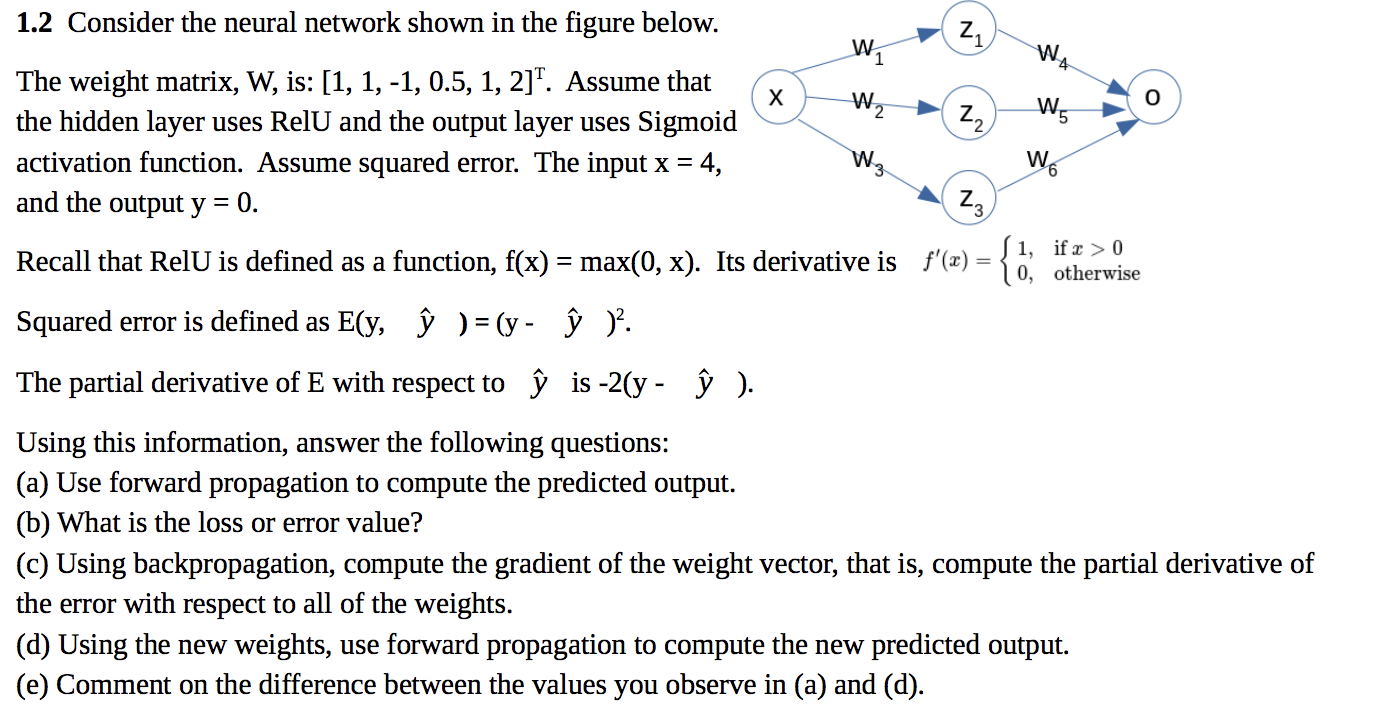 1.2 Consider the neural network shown in the figure | Chegg.com