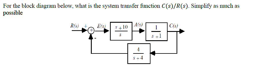 Solved For the block diagram below, what is the system | Chegg.com