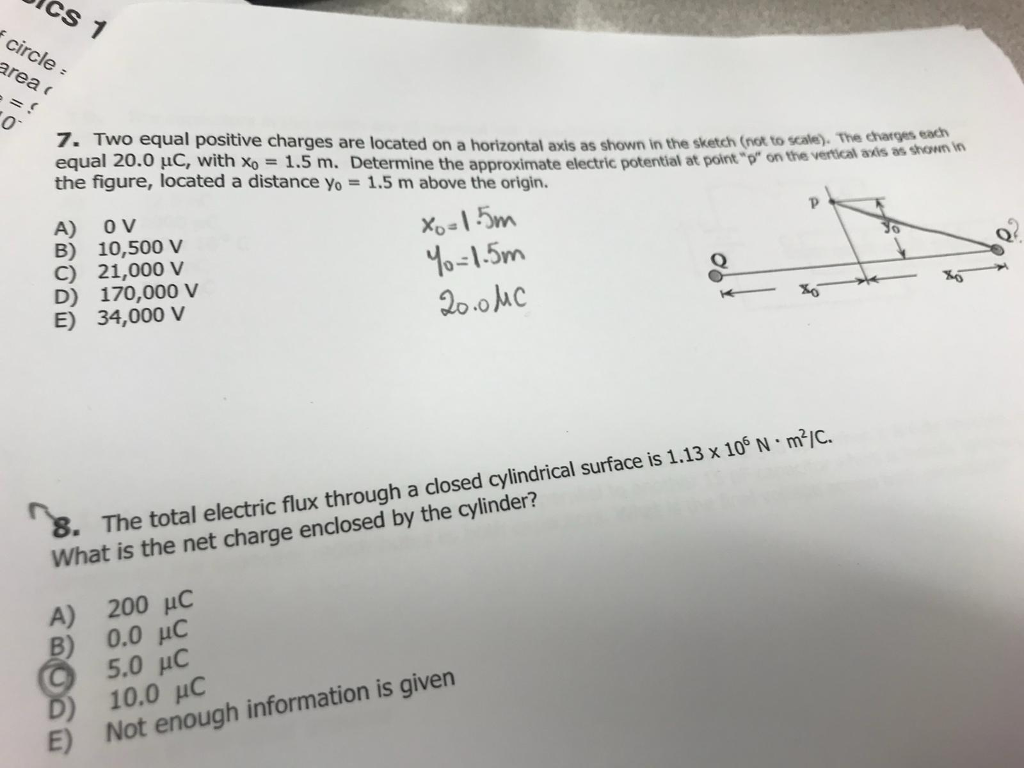 Solved Ci 7. Two Equal Positive Charges Are Located On A | Chegg.com