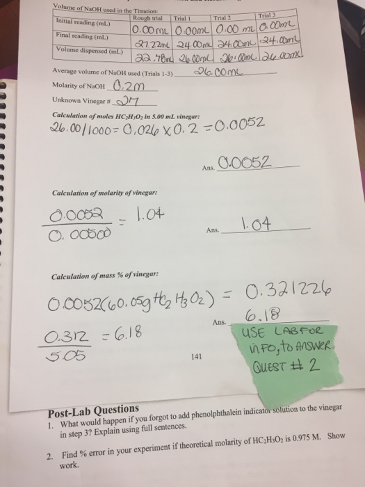 Processing Data From Titration Of NaOH With KHP, 42% OFF