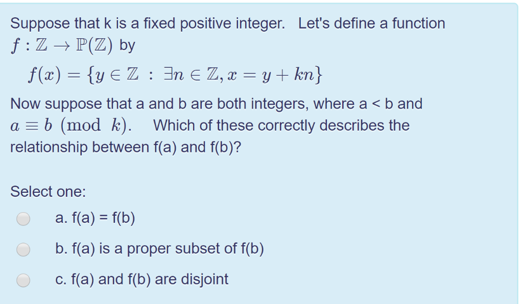 Solved Suppose K Fixed Positive Integer F Z P Z Let S Define Function Suppose B Integers B B 9942