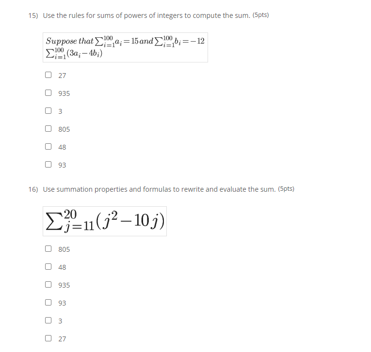 Solved 15) Use the rules for sums of powers of integers to | Chegg.com